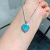 Jewelry Colored Treasure Retro Necklace Set With Imitation Paraiba Egg Heart 12 * 12 Pendant Necklace Female