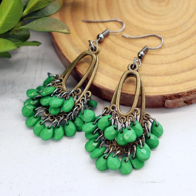 Handmade Retro Exquisite Water Drop Fringed Earrings Women's Long Versatile Temperament Earrings Smart Personality Show Face Thin Earrings