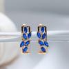 New Blue Natural Zircon Earrings For Women  Rose Gold Leaf Earrings Trendy  Romantic Vintage Wedding Jewelry