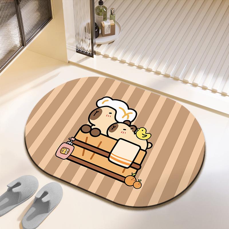 Cartoon Style Irregular Bathroom Non-slip Mat Toilet Toilet Door Dirty Absorbent Diatom Mud Mat