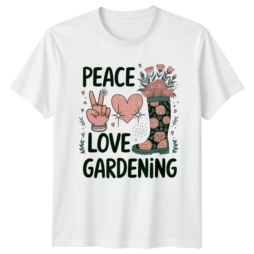 Peace Love Gardening Unisexs TShirt Floral Gardening Mothers Day Gift For Her S