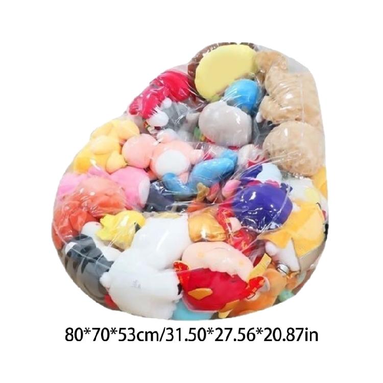 User Friendly PVC Clear Oversized Storage Sacks Holds 100 Plus Plush Toy And Transforms Into Supportive Bean Bag Chair