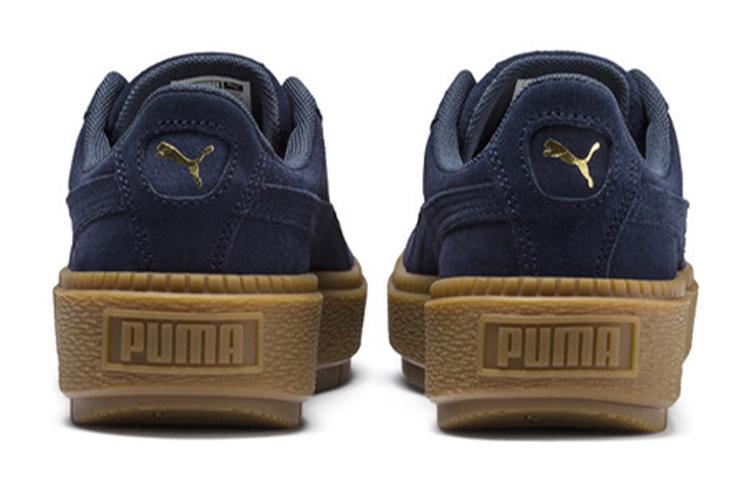 Puma Platform Trace Velor Platform Low Top Kids' Skateboarding Shoes Navy Blue Teenagers 366696-03