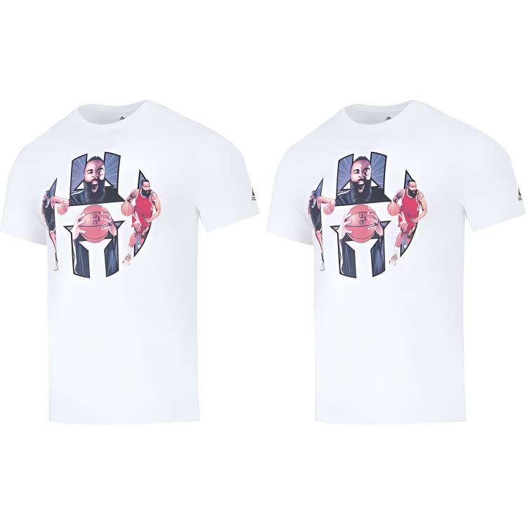 Adidas Harden Logo Graphic Running Training Sports Short Sleeve T-Shirt Men Tops White HS4326