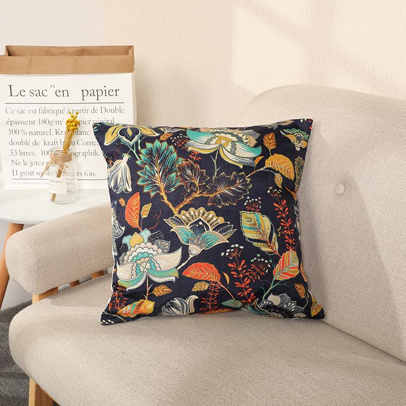 

Nap Pillowcase Nordic Green Plants and Flowers Pastoral Bamboo Hemp Super Soft Pillow Car Cushion Pillow Core for Living Room 45 * 45cm single throw pillow without core