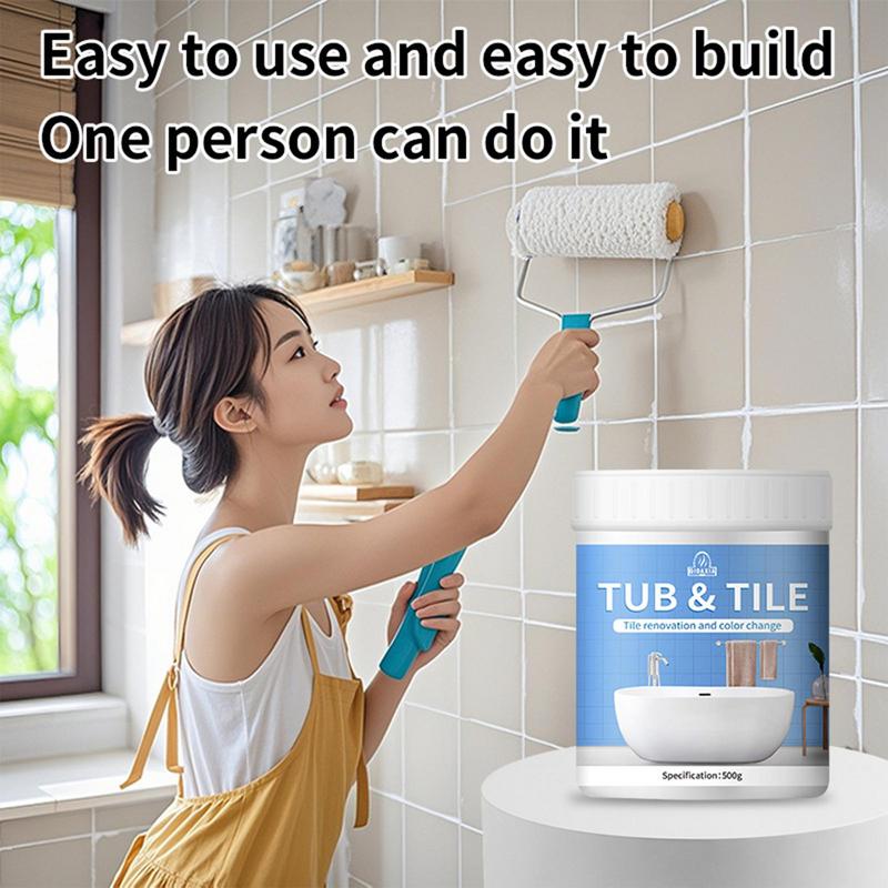 500g Bathroom Tile Paint Kit Water Based Quick-Dry Bath Refinishing Kit Bathtub Cover-up Kit Water Based for Bathtubs Sinks