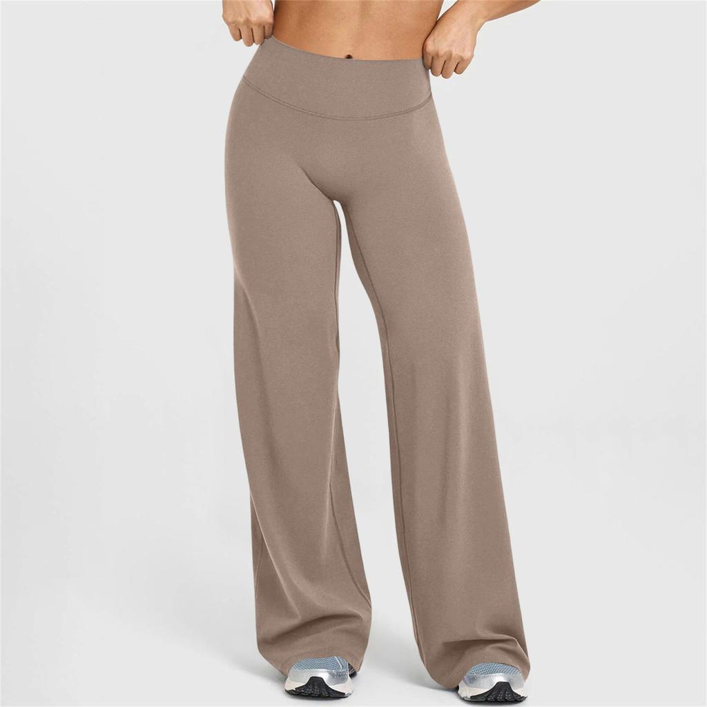 Women's High-Waist Flare Loose-Fit Straight Yoga Pants For Outdoor Sports
