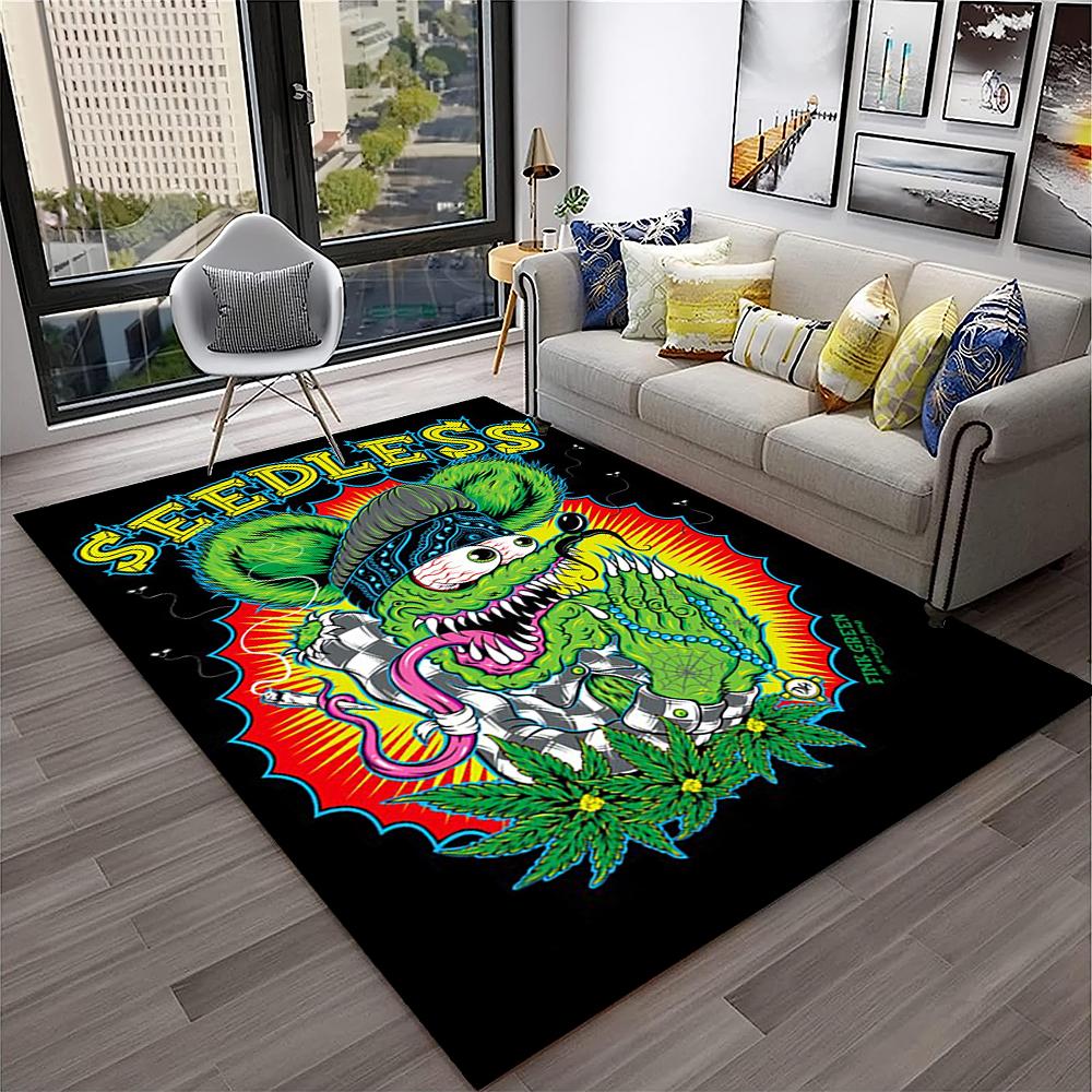 3D Funny Rat Fink Cartoon Movie Koberec pro domácí obývací pokoj Ložnice Pohovka Rohožka Dekor, dětský koutek Koberec Protiskluzová podložka na podlahu