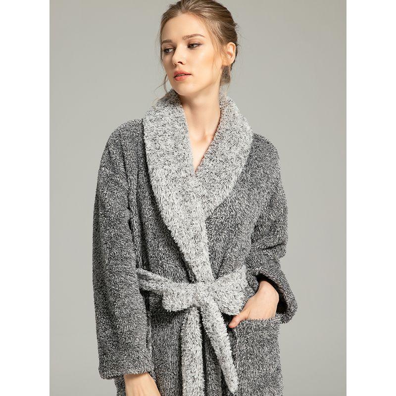 Double-Sided with Velvet Winter Couple Men's and Women's Long Nightgown