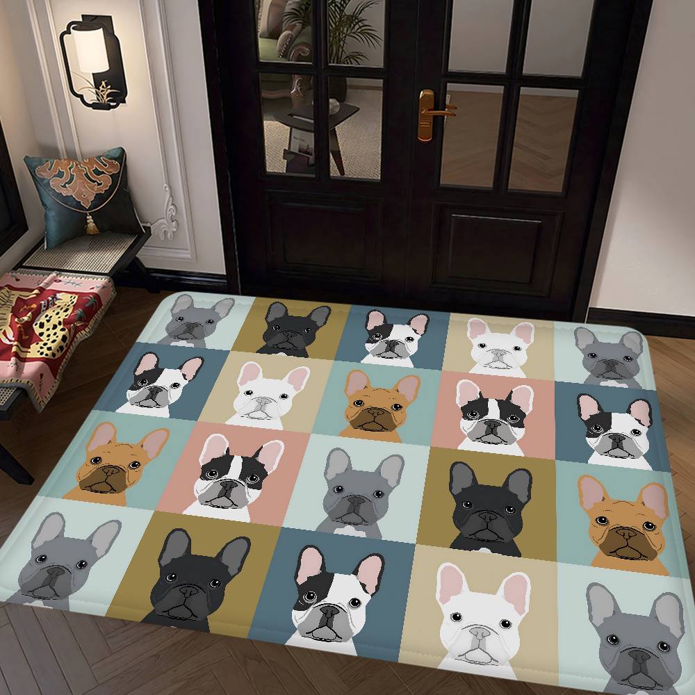 Anime French Bulldogs Floor Mat Cheaper Anti-slip Modern Living Room Balcony Printed Bedside Mats