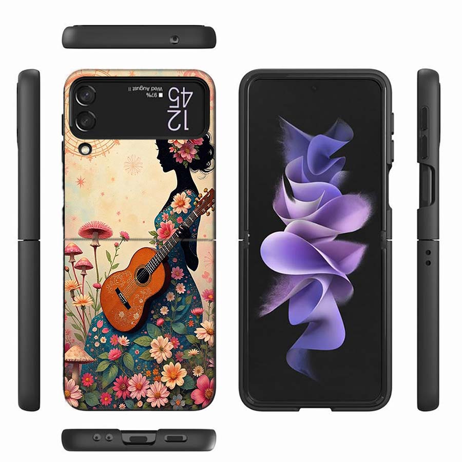Groovy Mushroom Silhouette Phone Case For Samsung Z Flip 6 7 5G Z Flip 5 Galaxy Z Flip 3 4 5G ZFlip Shockproof Hard Cover TPU PC
