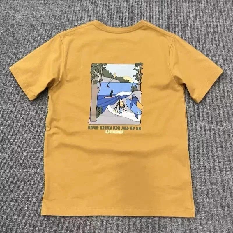 American Mountain Graffiti Print Short-sleeved Men's and Women's Plus Size T-shirt Summer New Fashion Retro Classic Cotton Top