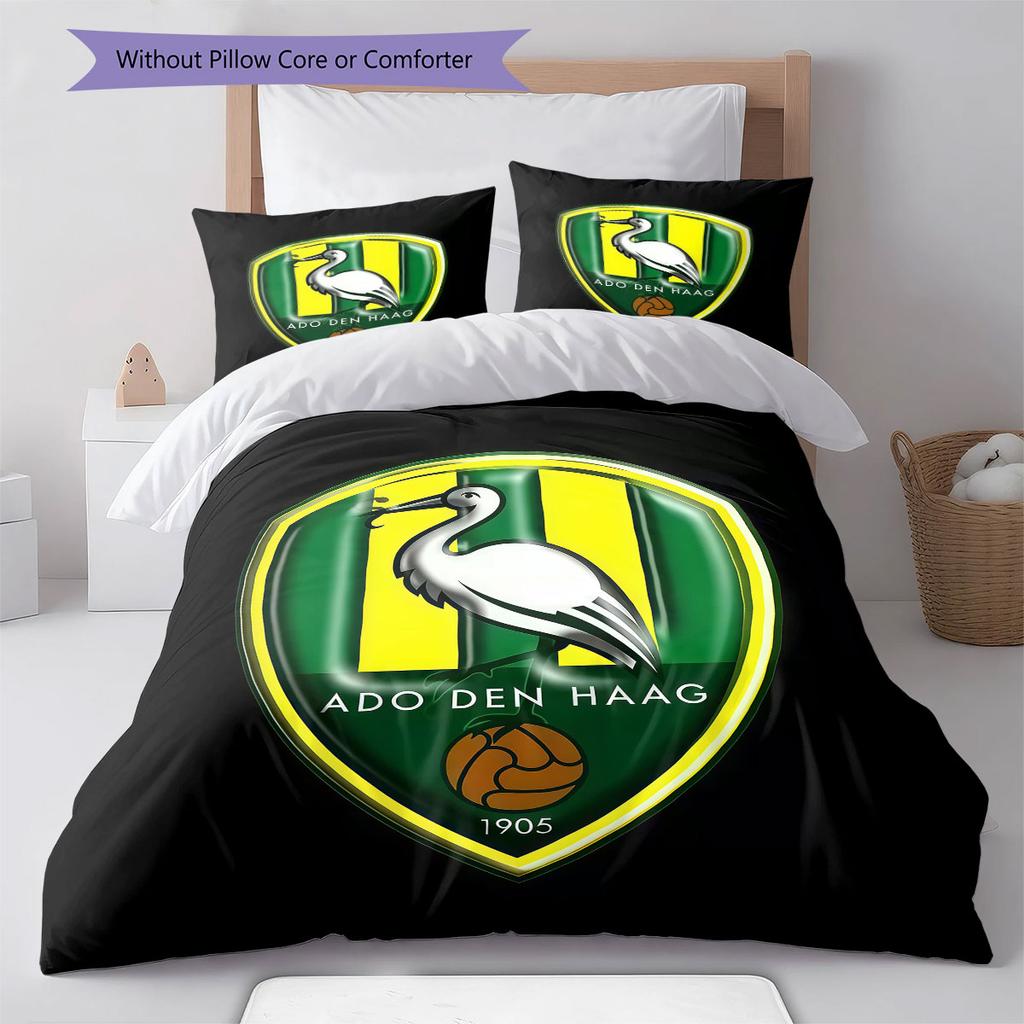 ADO Den Haag Pattern Bedding,Quilt Set Quilt Cover Pillowcase Home Birthday Gift(1 * duvet cover + 2 * pillowcase, without core)
