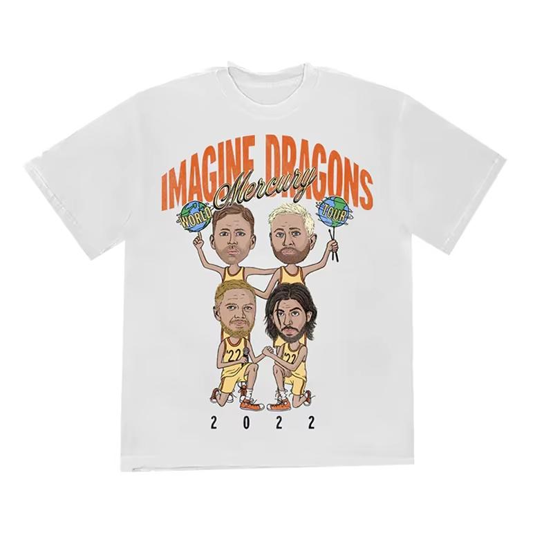 Sommer und Herbst Klassisches Dreamdragon Band bedrucktes T-Shirt locker und lässig kurzärmeliges Herren- und Damen-Sportoberteil