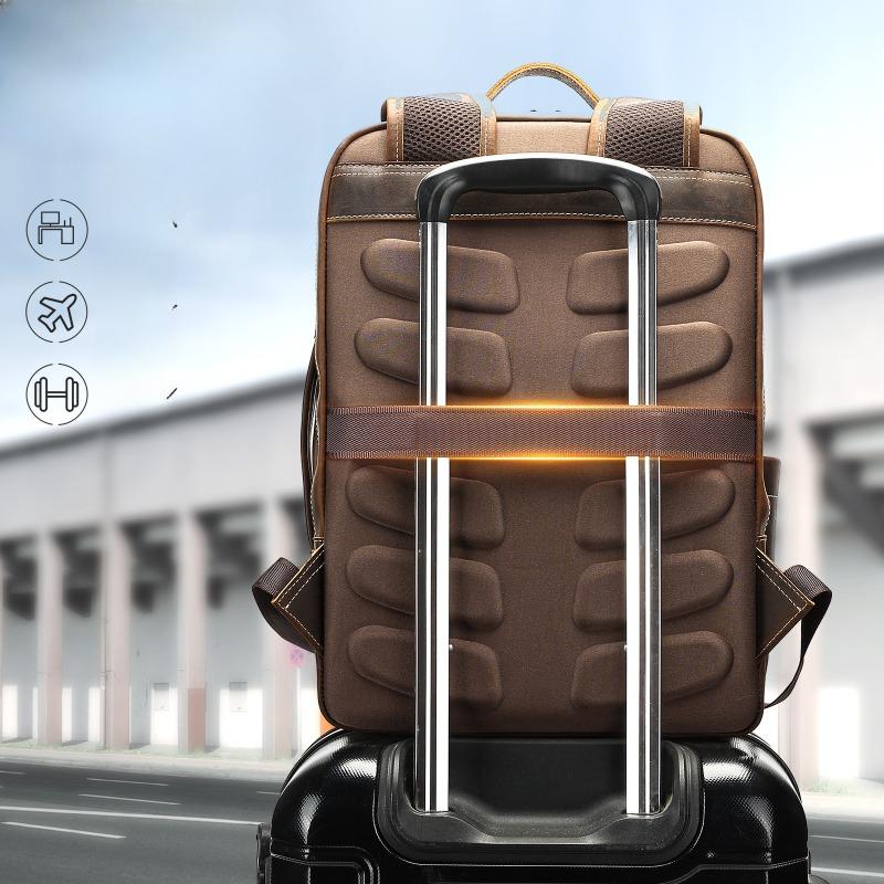 Men's Fashionable and Casual Travel Backpack with Shoulder Straps and Leather Schoolbag