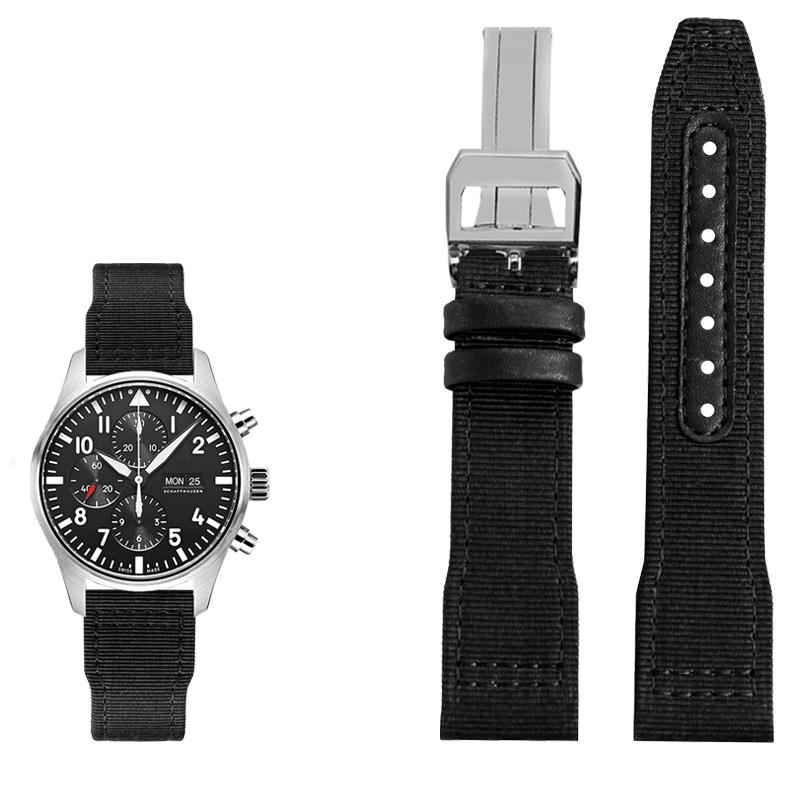 Klasyczny 20/21/22mm Wysokiej jakości nylonowy pasek do zegarka ze skóry cielęcej Pasuje do IWC Pilot SPITFIRE MARK18 Portofino TOP GUN IW389101 Pasek do zegarka