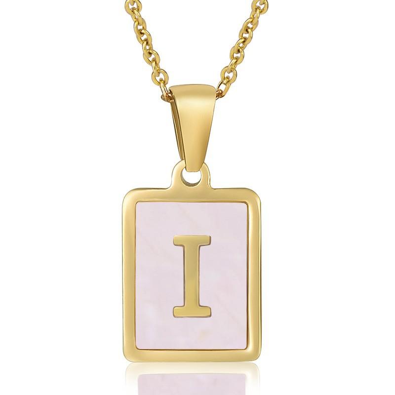 26 English Letter Necklace Women's Versatile 18K Natural Pink Shell Pendant Collarbone Chain 2026