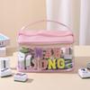 Mahjong Transparent Cosmetic Travel Bag, Wet & Dry Separation, Large Capacity Wash Bag