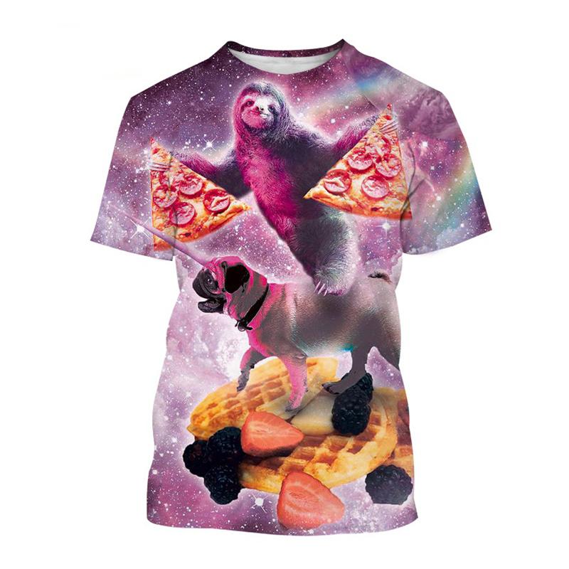 Vicces Galaxis Lusta póló Férfiaknak Gyerekeknek Alkalmi Állatos Pizza 3D Nyomtatott Póló Streetwear Felsők Plus Size Rövid Ujjú Pólók