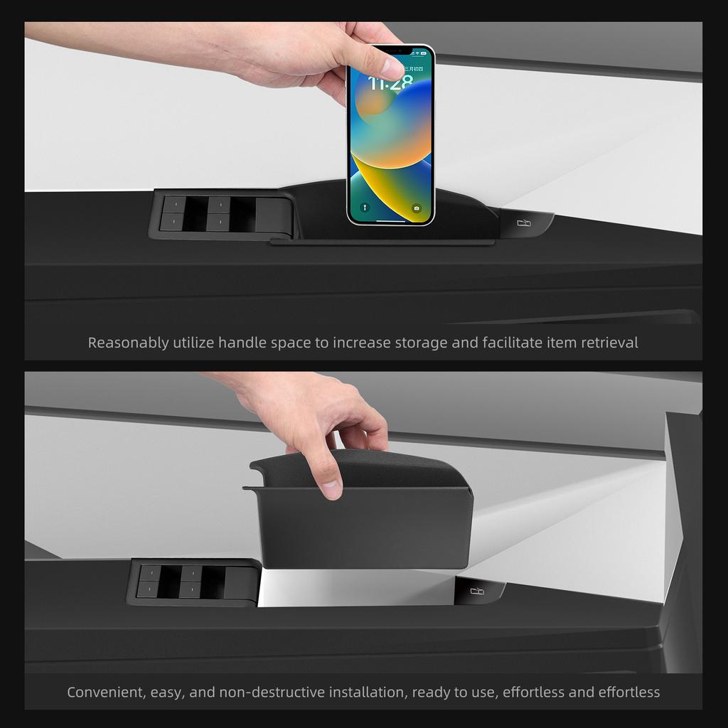 for Tesla Cybertruck 2024 2025 Car Door Handle Storage Box Front Rear Door Storage Tray Organizer ABS Car Accessories