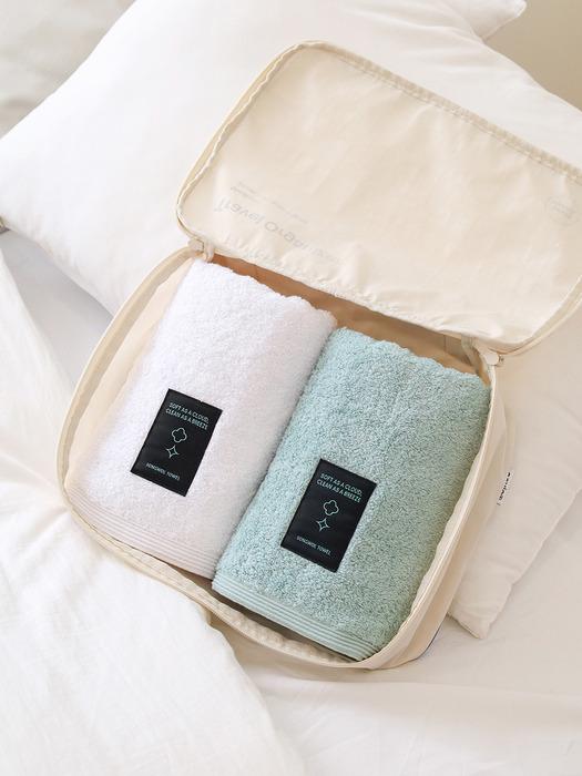 

Songwol Towel Black Label 200g Antibacterial Cotton Towel 2 Sheets + AYO Travel Pouch M Set Random