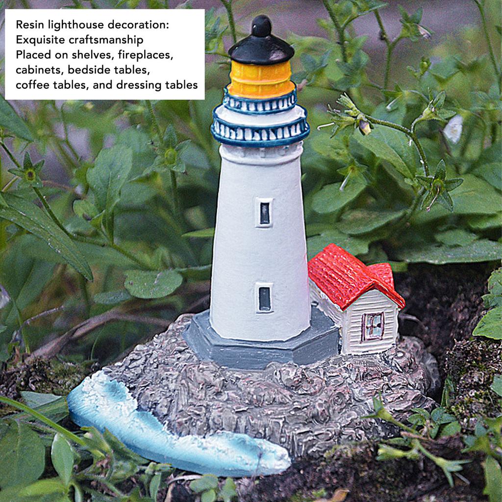 Lighthouse Ornament Resin Decorative Lighthouse Figurine Tabletop Decor for Shelves Mantels Cabinets Nightstands