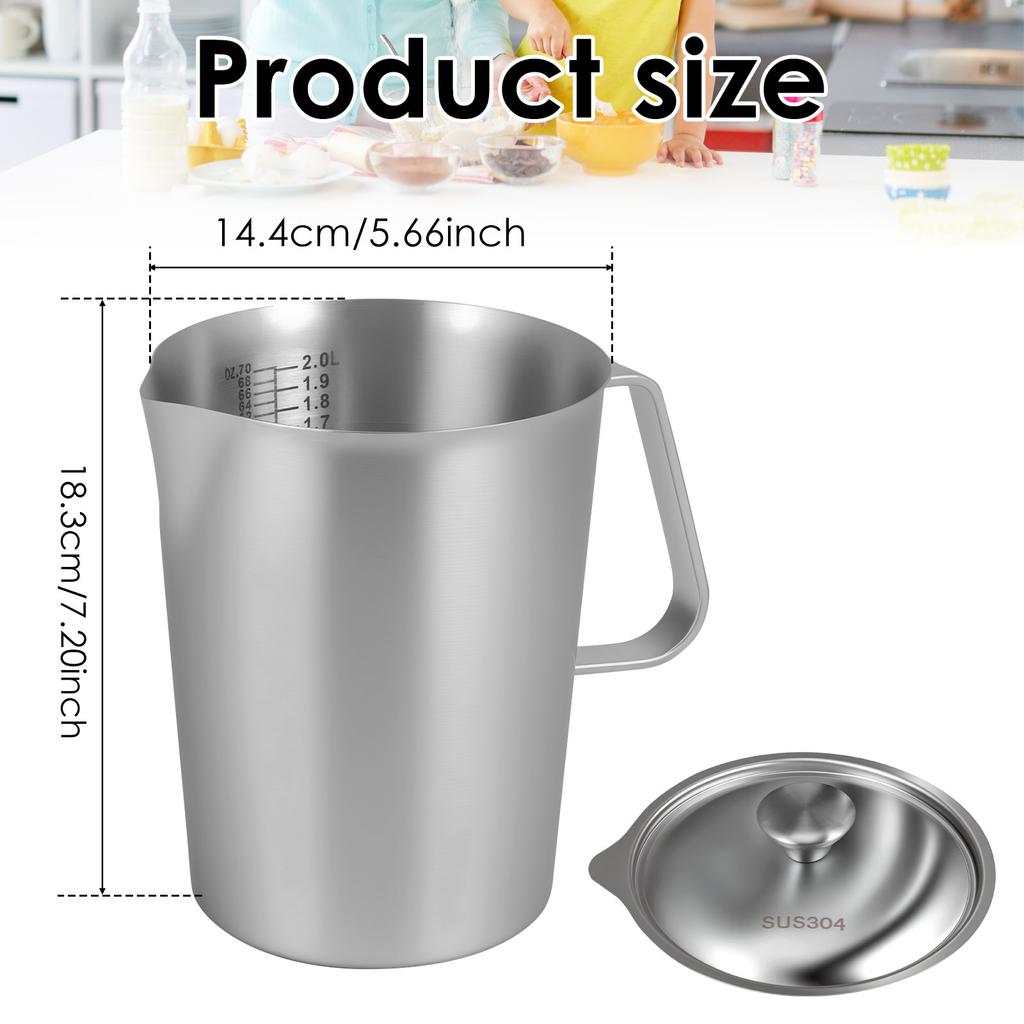 Stainless Steel Milk Frother Jug Coffee Milk Frothing Jug Latte Pitcher Metal Graduated Beaker With Marking Espresso Barista Too
