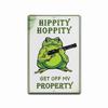 Vintage Förbjudet att beträda Skylt, Hippity Hoppity Groda Nyhet Metalldekor