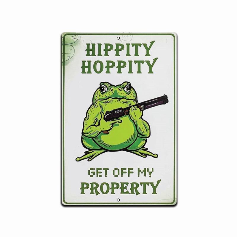 Vintage No Trespassing Sign, Hippity Hoppity Frog Novelty Metal Decor