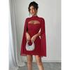 Elegant Polyester Knit Short Dress With High Waist For Business And Casual Wear
