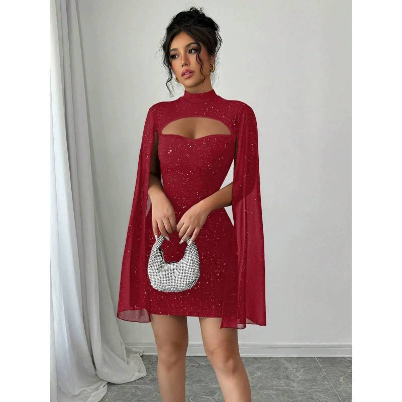 Elegant Polyester Knit Short Dress With High Waist For Business And Casual Wear