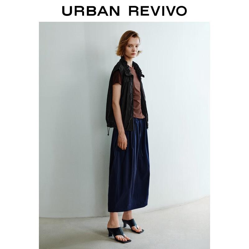 UR 2025 Summer Drawstring Zip-up Sleeveless Vest