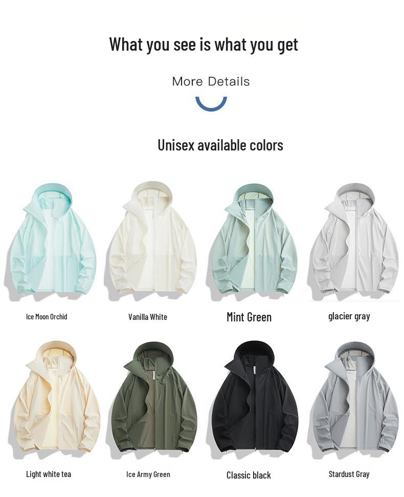 Unisex UV-Protection Hooded Ice Silk Summer Suit with Detachable Features