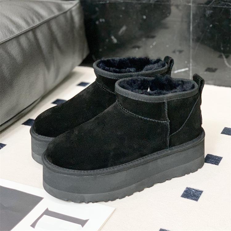 Thick-soled snow boots Sangpo Village 2025 new winter fur integrated short tube heightening thickened warm cotton shoes outer wear