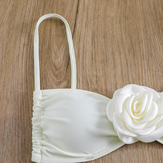 2Pcs/Set Women Sexy Bra High Tube 3D Flower Sling Bikini Set Top Bandeau Waist Briefs