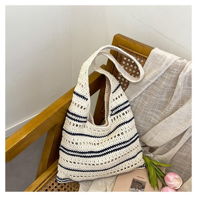 Large-capacity commuter woven bag women's summer new hollow knitted bag slack shoulder beach bag
