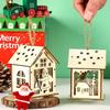 Weihnachts-Holzhaus-Dekoration Mit Warmem LED-Licht Beleuchtetes Hütten-Ornament Für Saisonale Auslage