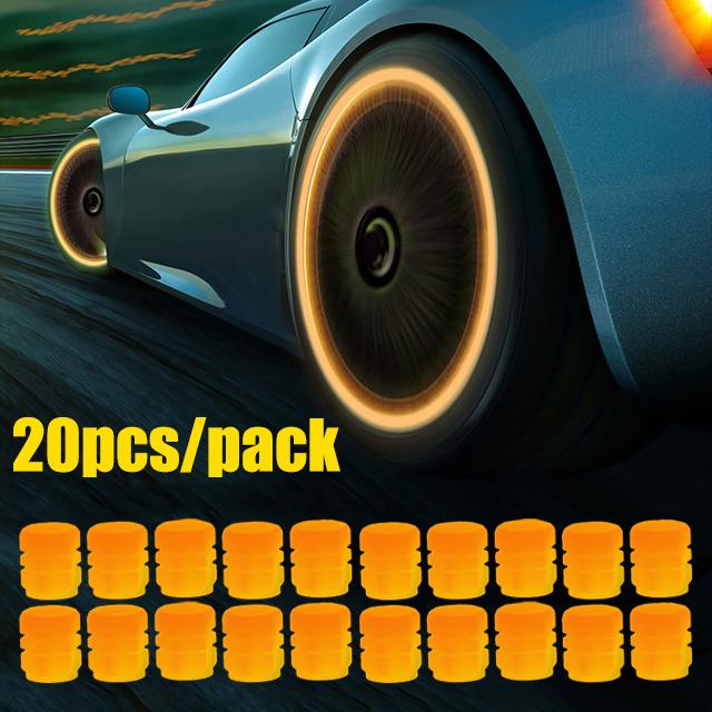 Luminous Valve Caps Car Tire Fluorescent Tyre Valve Stem Decor Luminous Cap Night Glowing Wheel Hub Nozzle Valve Caps Valve Stems 1