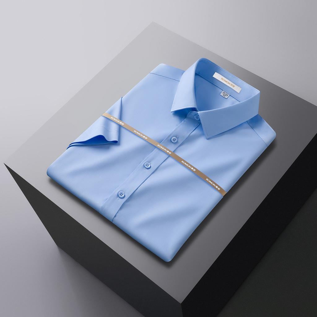 Summer New Bamboo Fiber Shirt Men's Short-sleeved Slim-fitting Non-iron Business Formal Wear Professional Work Clothes Suit White Shirt