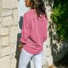 Women Shirt Lapel Long Sleeve Buttons Placket Shirt Tops with Pockets Pure Color Regular