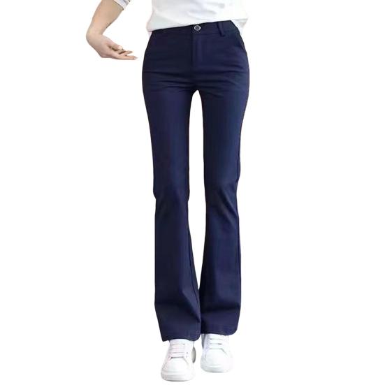 Women Suit Pants High Waist Button Zipper Fly Office Lady Trousers with Pockets Solid Color Slim