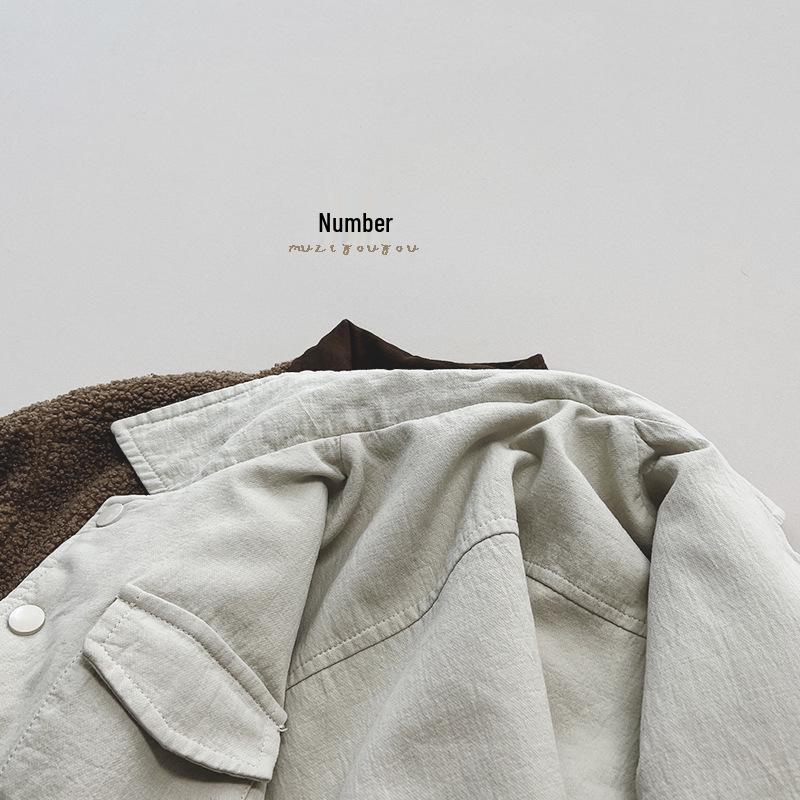 Kids' Double-Sided Fleece-Lined Winter Shirt - Korean Mori Style Retro Coat for Boys and Girls