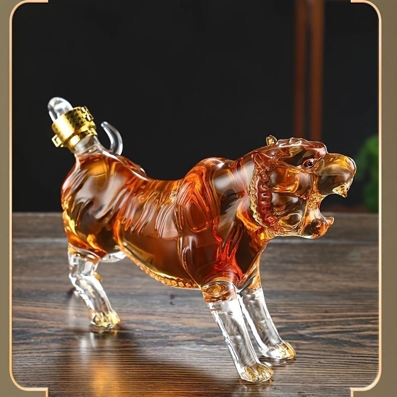 1buc sticla de vin Tiger Sticla de vin goala Sticla de vin Noua gamă superioară îngroșată Zodiac Rezistent la temperaturi înalte Transparente cu capac Vin de capacitate mare