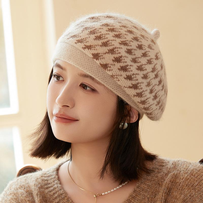 

Зимняя мода элегантная вязаная шапка женская теплая берет шерстяная шапка One size