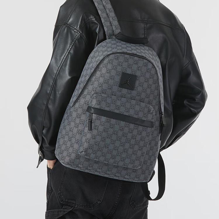 Jordan 2023 Winter Collection Brand Logo Zipper Checkered Print Backpack Unisex Backpack Gray Smoke-Gray FJ6784-070