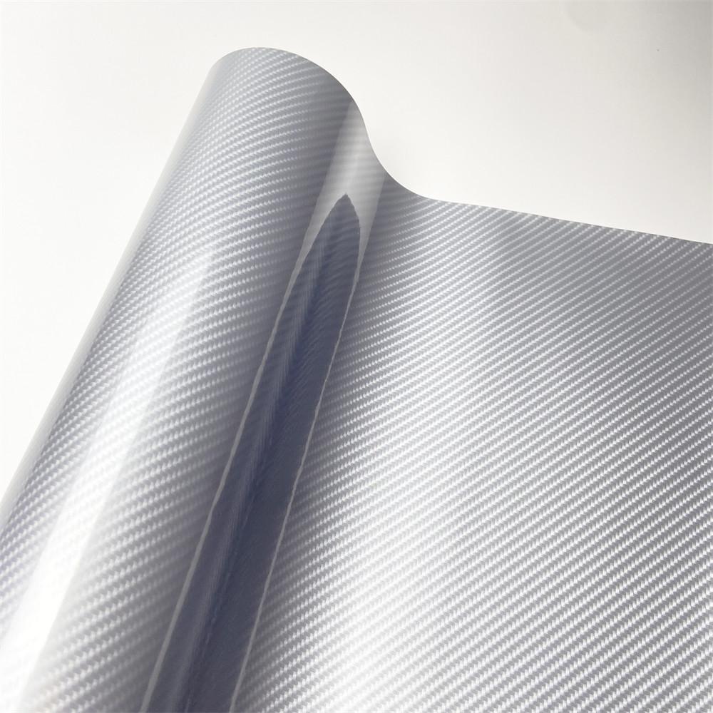 Self Adhesive 6d Carbon Fiber Vinyl Wrap 40x152cm , Silver Car Styling Film Sheet Roll For Auto Hood Roof Decoration Diy