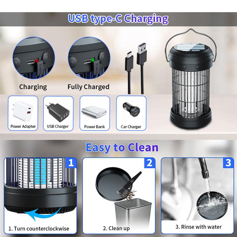 Nou ucigaș de insecte solar lampă capcană țânțari UVA multi-exterior portabil lumină de noapte lampă ucigaș de țânțari de grădină fără radiații