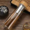 450ml 500ml Travel Glass Water Bottle with Stainless Steel Tea Infuser Filter Double Wall Glass Bottle Tumbler Bamboo Lid