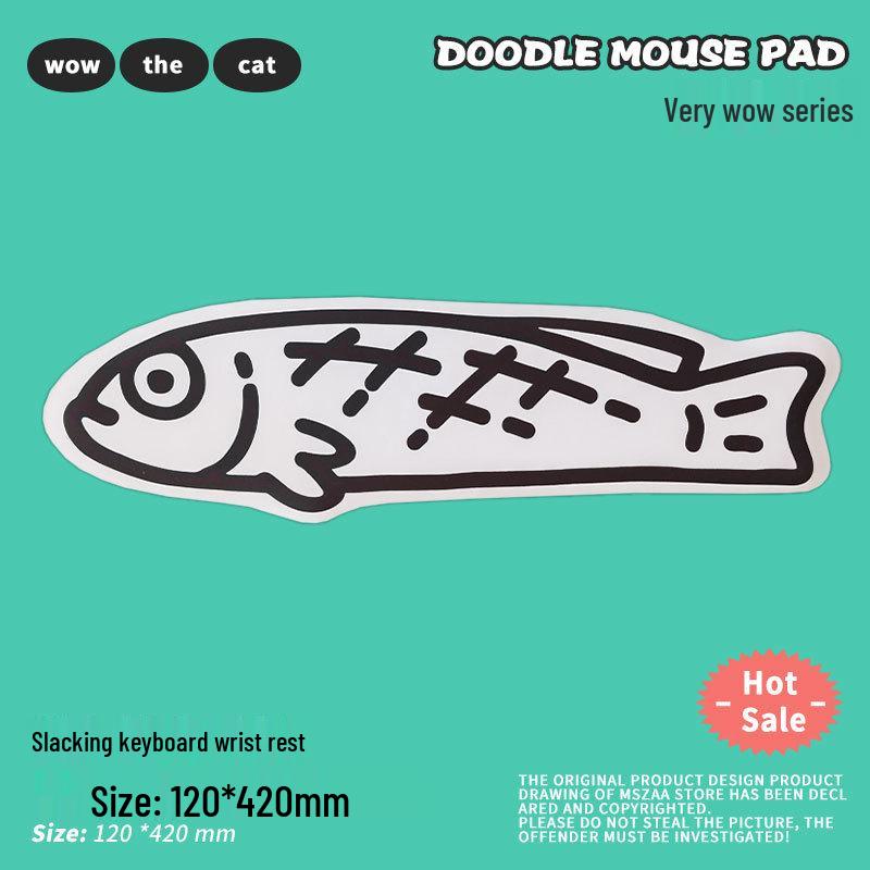Cute Happy Fishing Wrist Support Mouse & Keyboard Pad for Office