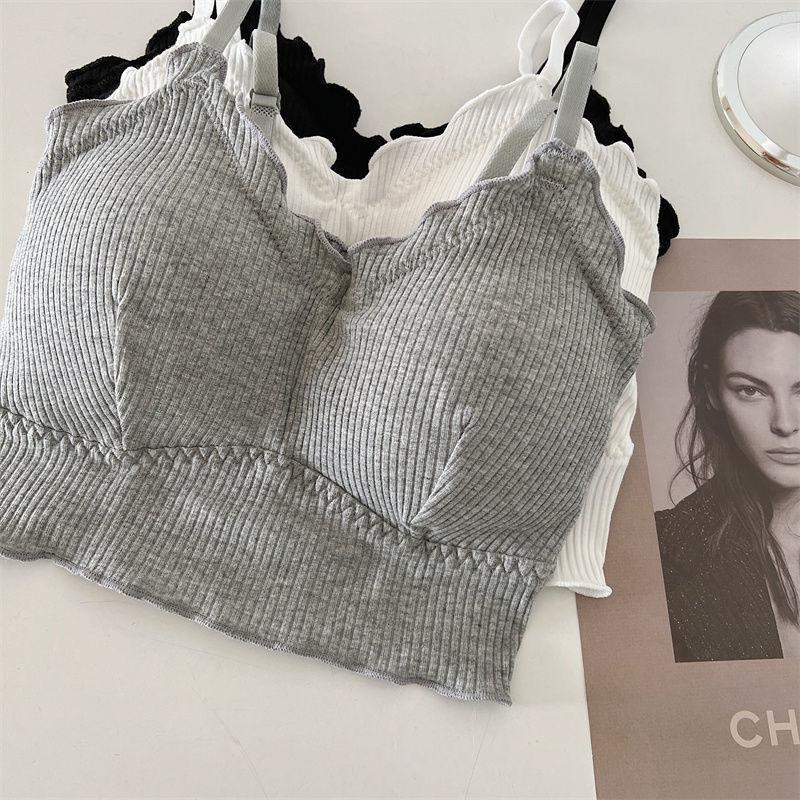 Backless Bra for Women, Push-Up Underwear Student Korean Style Sports Cami Camisole Tank Top Bustier Wire-Free